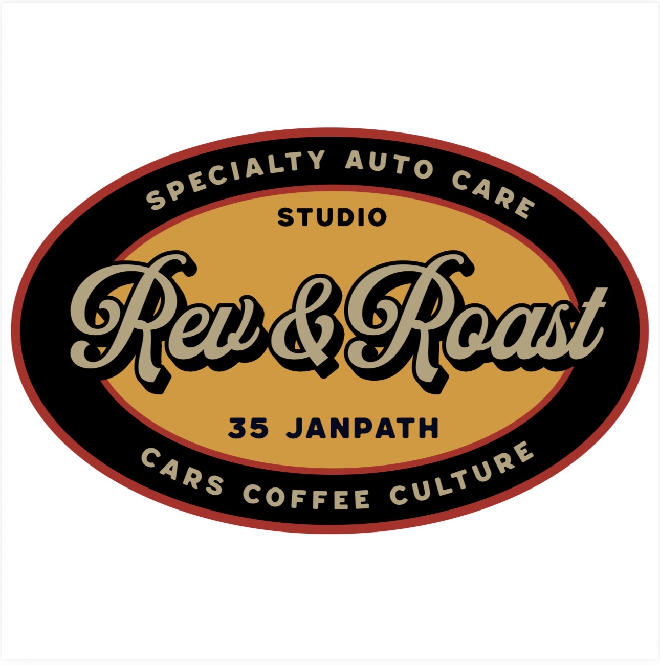 Rev and Roast studio badge